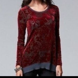 Vera Wang Velvet Burnout Top Blouse